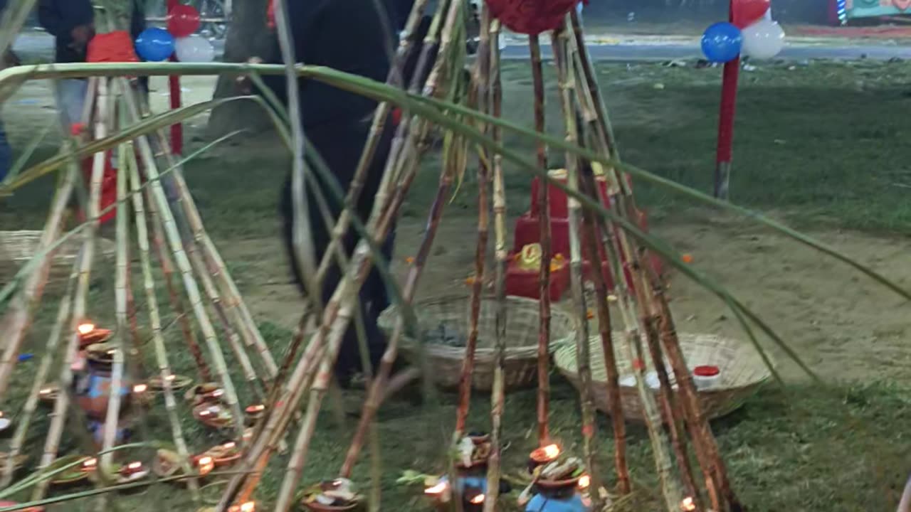Chhath ghat par koshi bharai