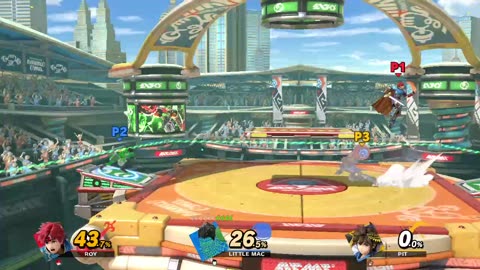 Roy vs Little Mac vs Pit on Spring Stadium (Super Smash Bros Ultimate)
