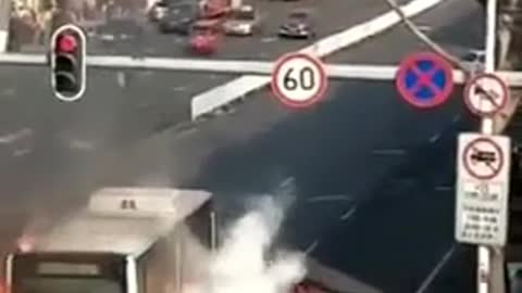 Fire in the bus, no one was injured