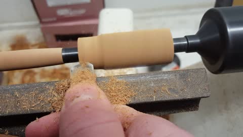 Carving wood on a lathe
