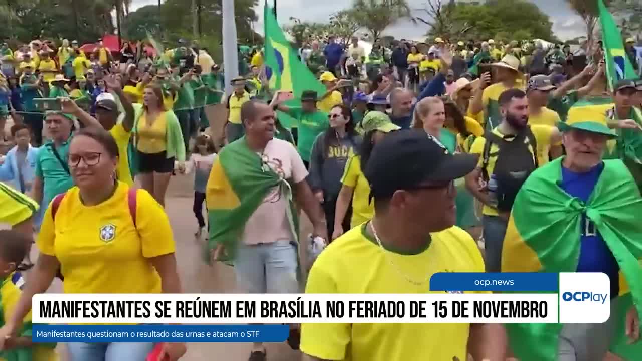 Manifestantes se reúnem em Brasília no feriado de 15 de novembro