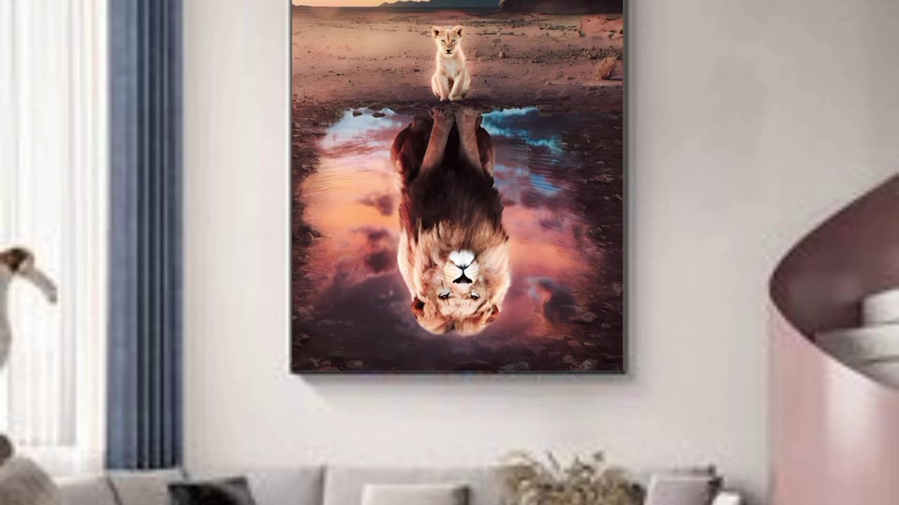 Wall Art Printable see details in description Lion 🦁 King 👑 reflection 🪞