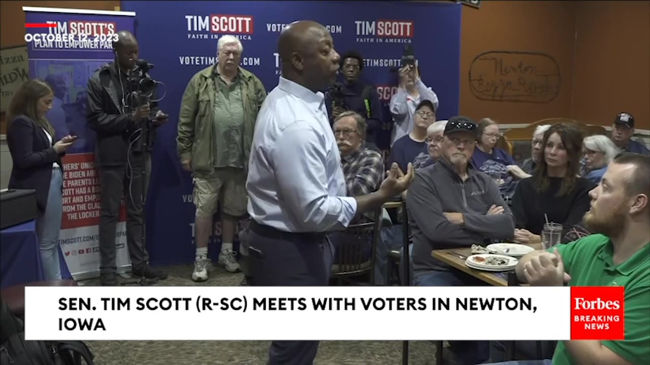 Tim Scott Takes Voter Questions On Israel, The Border, FBI, And More At Iowa Campaign Event