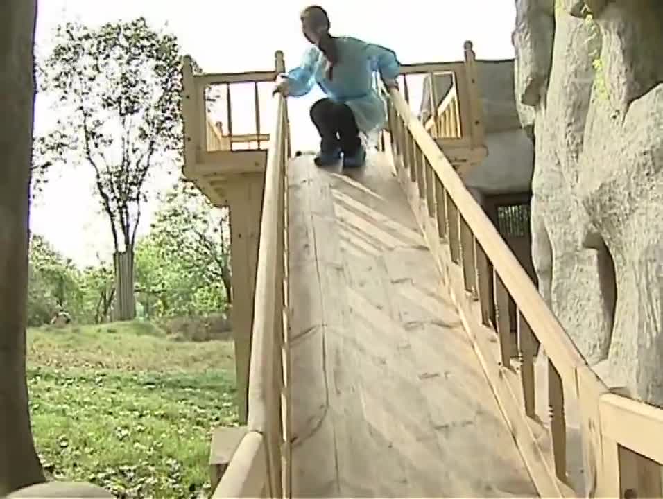 adorable pandas having fun on the slide