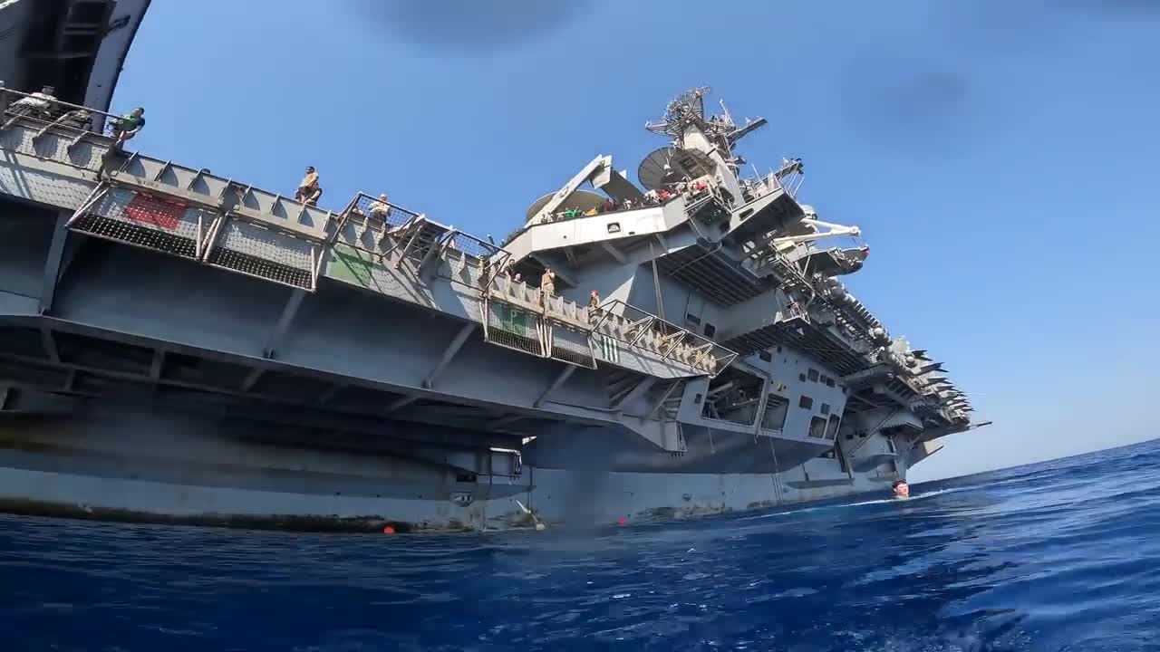 Jumping off a Navy Aircraft Carrier into the Mediterranean Sea