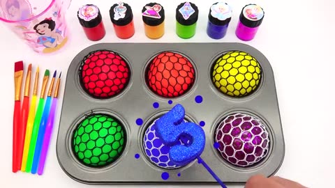 Satisfying Video l How To Make Rainbow Lollipop Candy in to Princess Paint & Balls Cutting ASMR