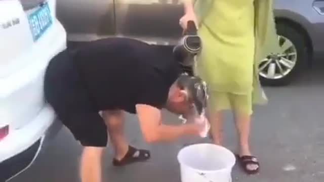 Wash your hair and do a front flip