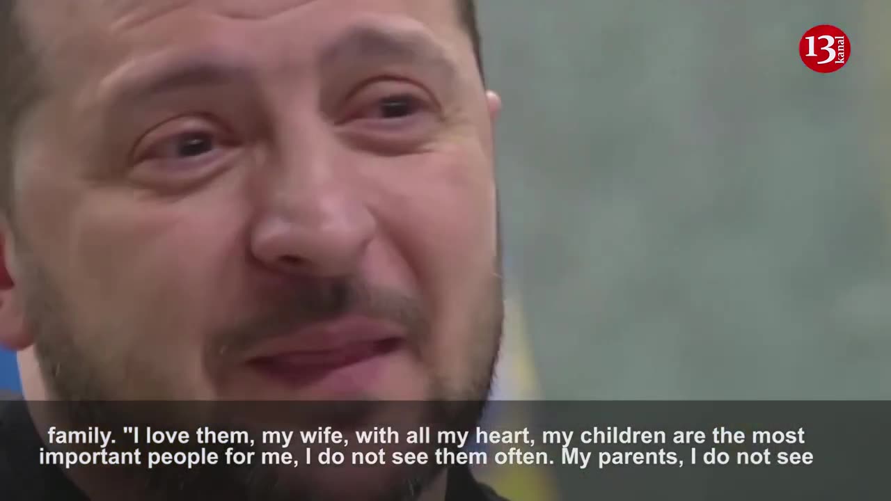 MOMENT: Zelenskiy fights back tears as he talks about his family