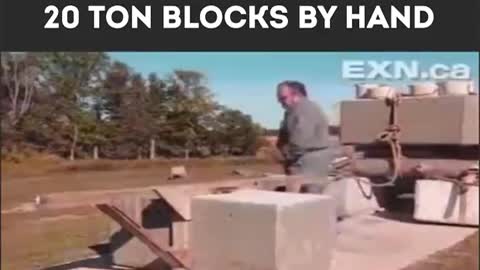 Man moves 20 ton blocks!