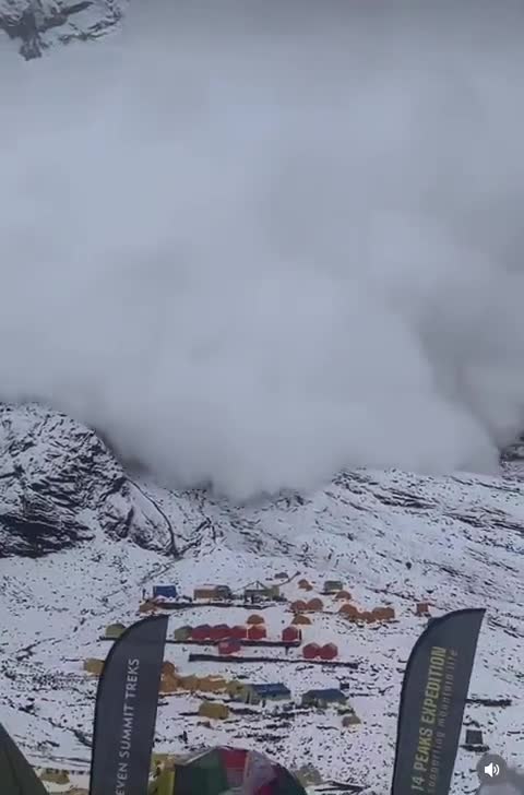 Huge Avalanche Strikes Nepal’s Manaslu Base Camp