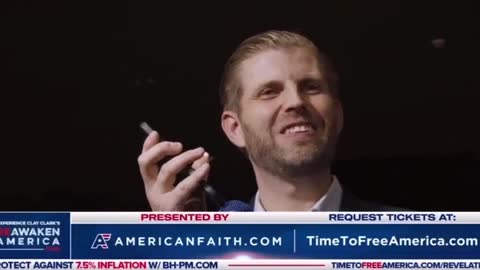 A video of Eric Trump calling the former president at a rally has gone viral