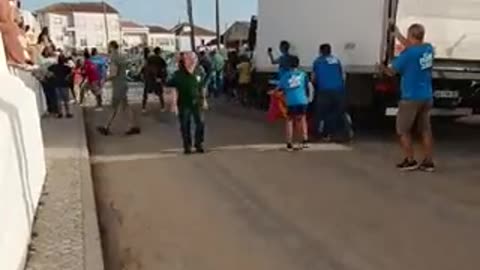 Touro dá asas a idoso