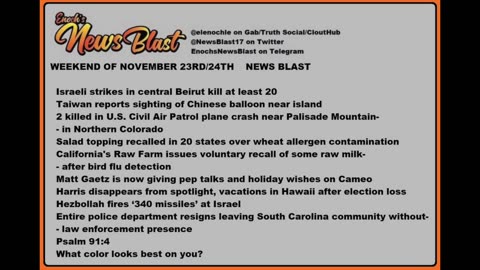 Weekend of November 23/24 2024 News Blast