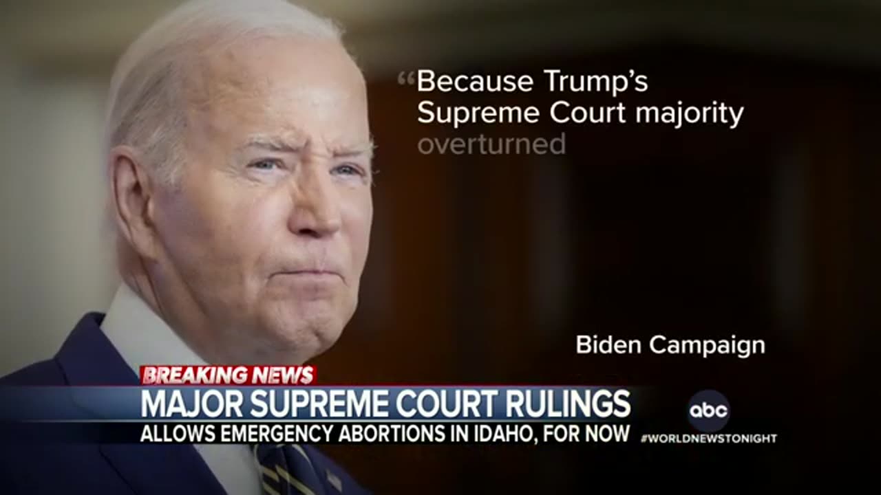 US Supreme Court issues a decision allowing emergency abortions in Idaho ABC News