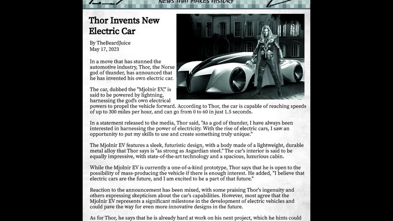 Thor Invents New Electric Car