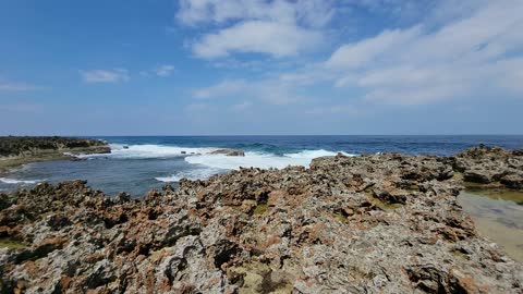 Waves off cape Zanpa