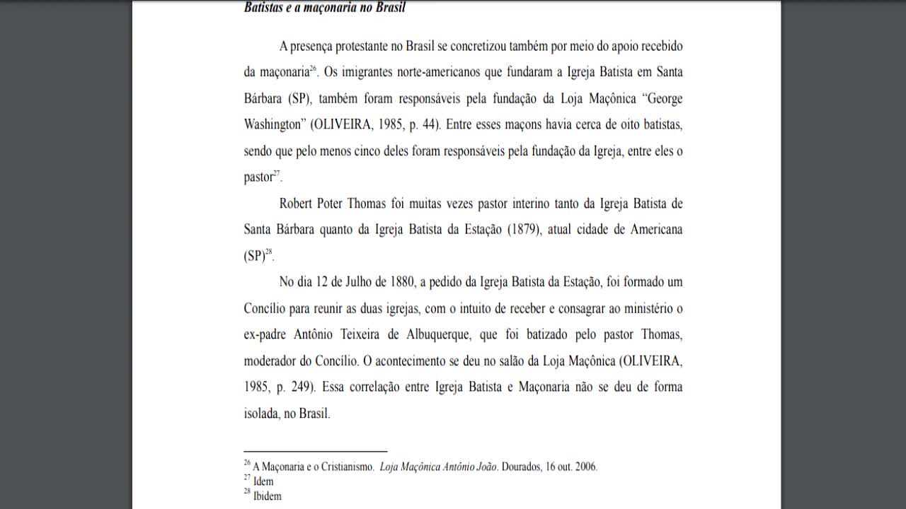 Igreja Batista de Mãos Dadas com a Maçonaria