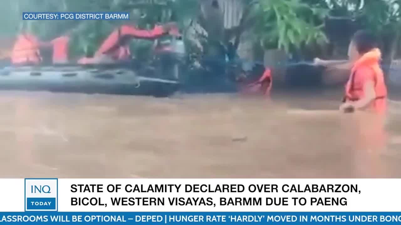 State of calamity declared over Calabarzon, Bicol, Western Visayas, BARMM due to Paeng