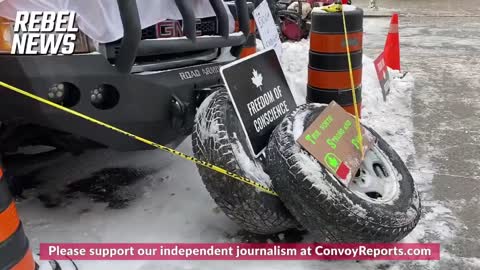 Trucker removes tires. Not going anywhere!