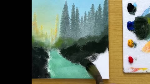 How to Paint a Morning Forest / Acrylic Painting TUTORIAL