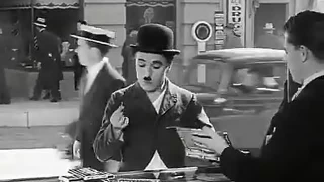 Funny logic of Charlie Chaplin. Funny scene