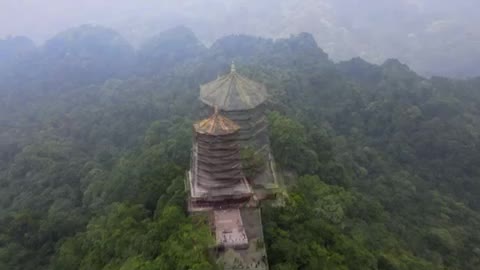 temple on mountain scenery