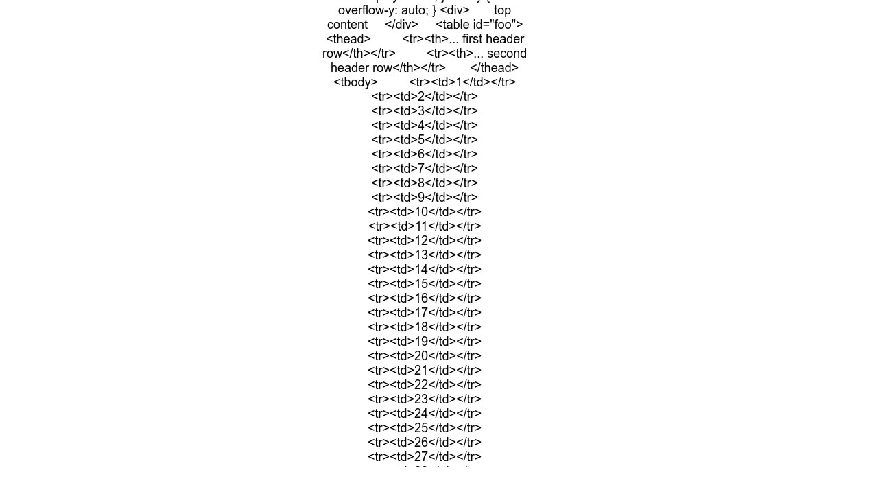 How to scroll only data rows in table