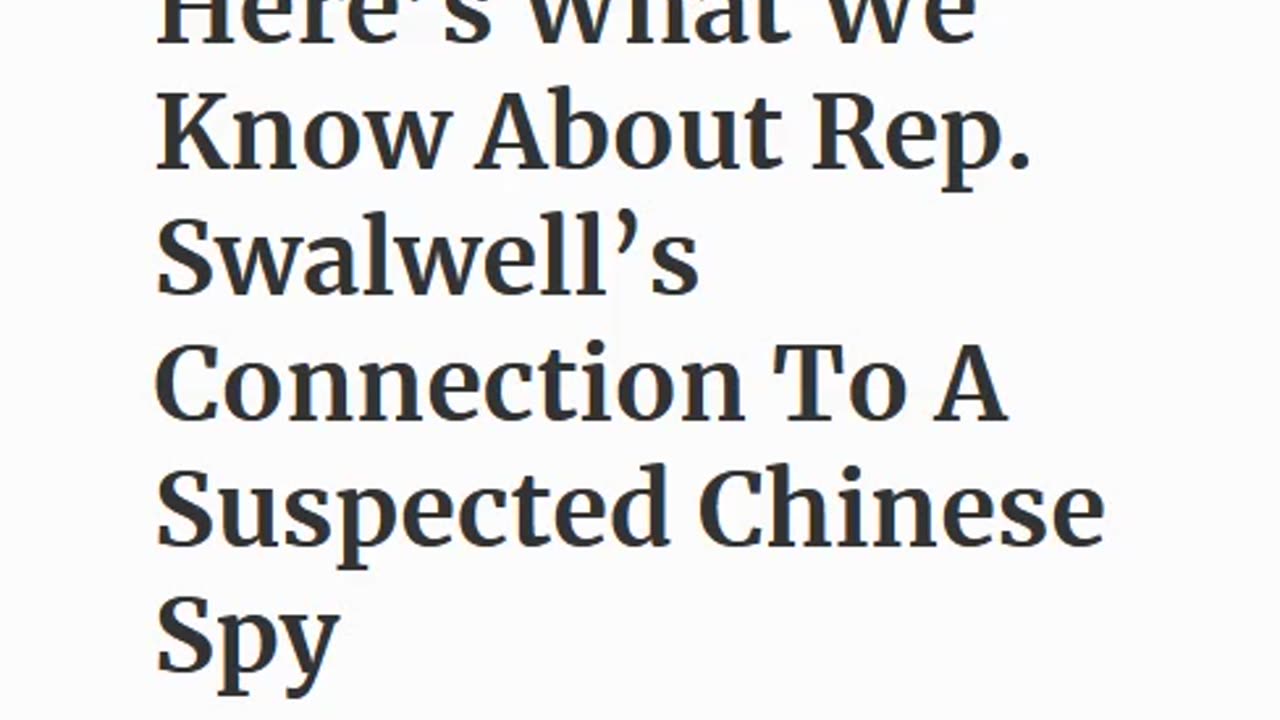 REP ERIC SWALWELL INVOLVED WITH SUSPECTED CHINESE FEMALE SPY> FANG FANG - AUDIO ARTICLE - 5 mins. 12-19-2020.
