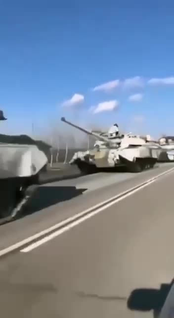 Russian T-80U tanks spotted in winter white camouflage