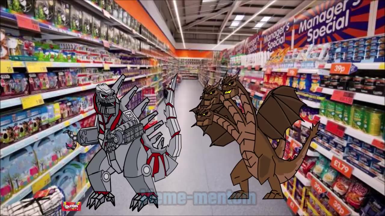 Mecha Godzilla Vs King Ghidorah Skittles Meme-Meme Mentom