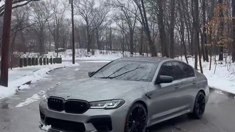 Frozen grey M5 CS #cars #bmw #m5cs #snow #winter