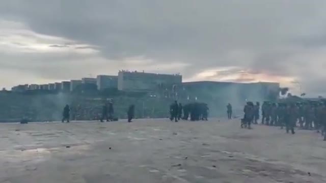police evacuate the crowd in Brazil and make arrests