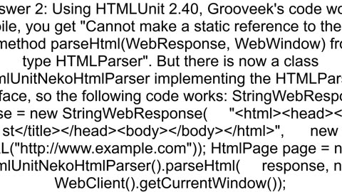 How to create HtmlUnit HTMLPage object from String