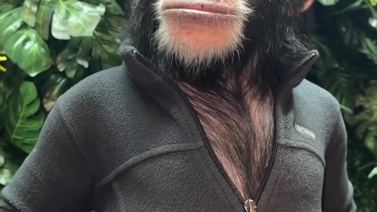 chimpanzee in sweater