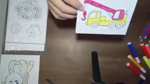 How to Color a picture of a Red Crane Truck 🚛🚛🚛🚛🚒🚒