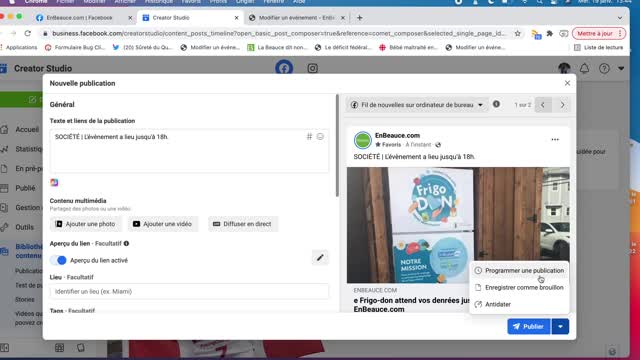 Tutoriel publication Facebook