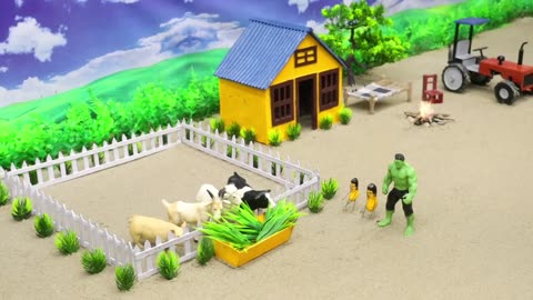 Diy tractor with trailers !! To pick up farm animals Cow, Pig, Sheep !! Diy tractor