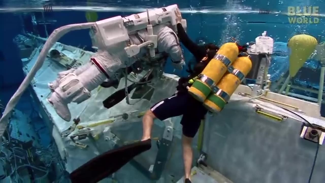 Astronauts training underwater