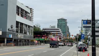 Busy street in North Vancouver Canada