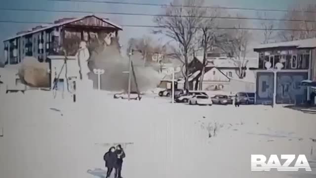 Video of an explosion in a five-story building on Sakhalin.