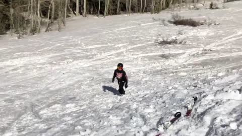 Skier Lost His Skis Doing A Twist But He Took It Like A Champ!