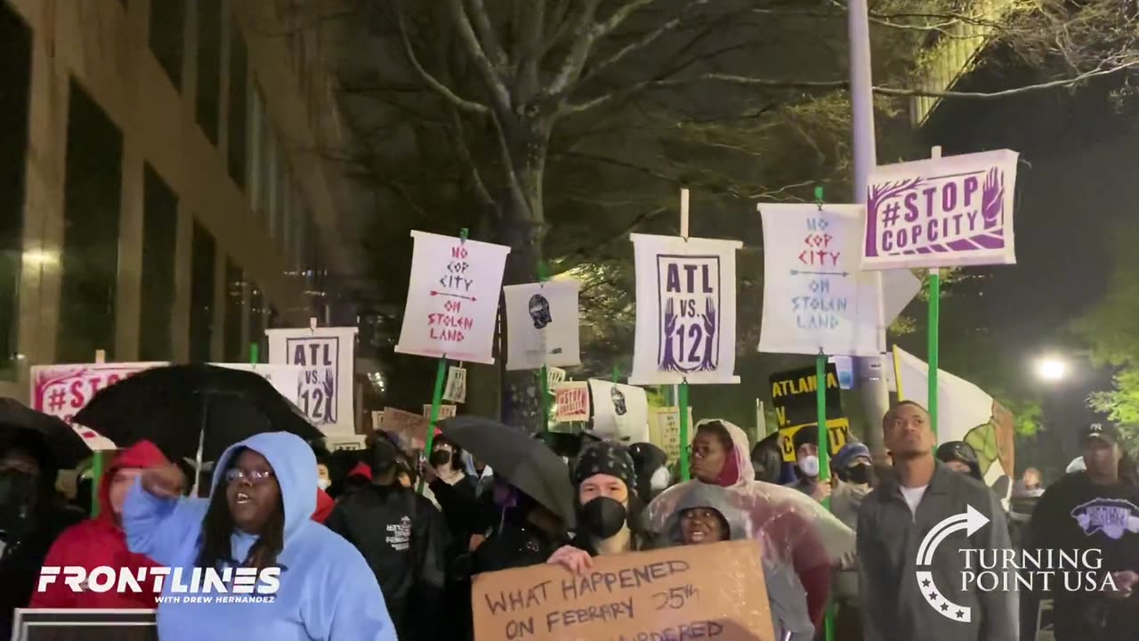 Protestors call for the release of the Antifa members detained following violent attack in Atlanta.