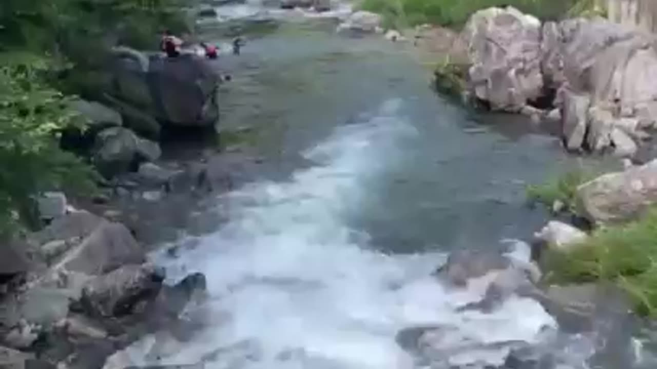 Cool stream of water flowing in the valley