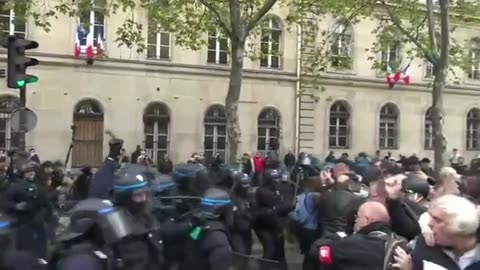 In France policemen beat people for asking their pension money be given to them