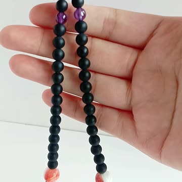 Matte black onyx smooth beads pretty red spiny oyster beads with purple Amethyst gemstone jewelry