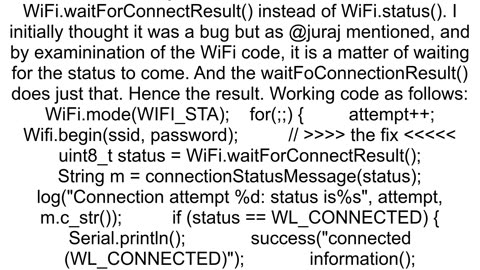 ESP32 WiFistatus always returns WL_DICSONNECTED STA_MODE