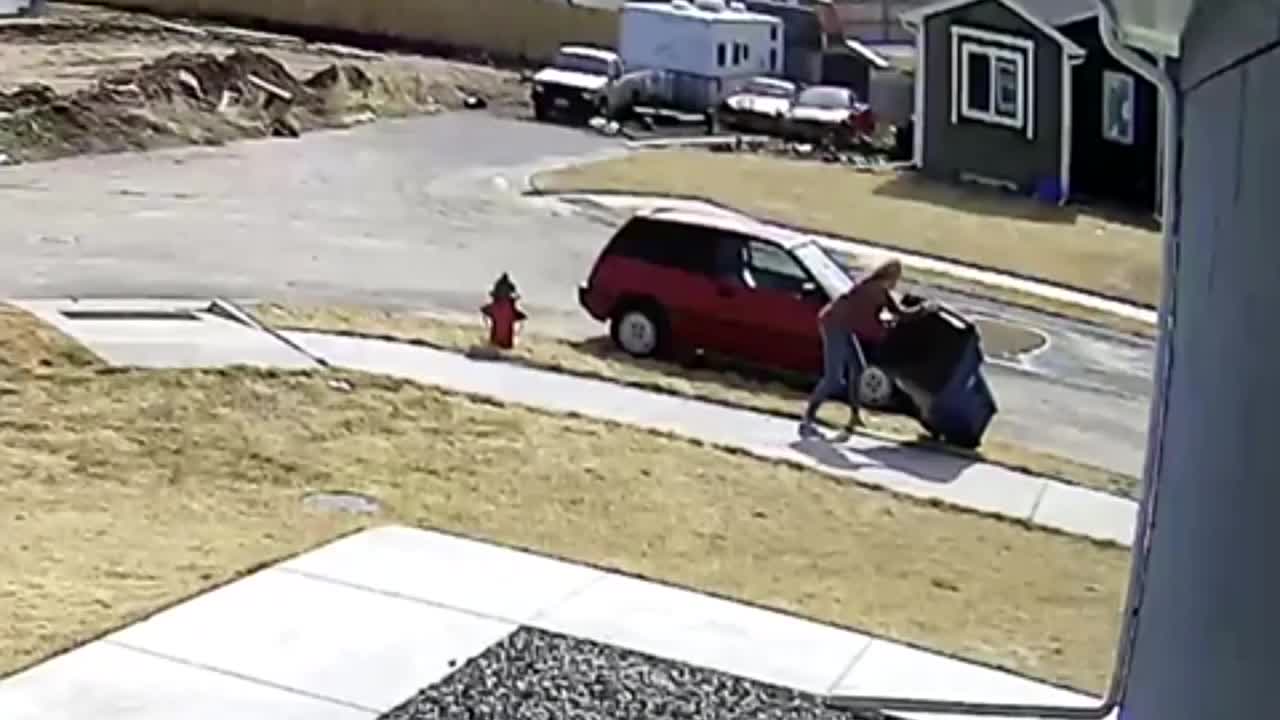 Windy Weather Got This Woman Hit By A Trash Can In The Face