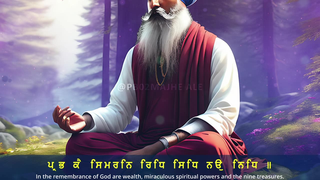 ਪ੍ਰਭ ਕੈ ਸਿਮਰਨਿ ਰਿਧਿ ਸਿਧਿ ਨਉ ਨਿਧਿ ॥ ਪ੍ਰਭ ਕੈ ਸਿਮਰਨਿ ਗਿਆਨੁ ਧਿਆਨੁ ਤਤੁ ਬੁਧਿ ॥