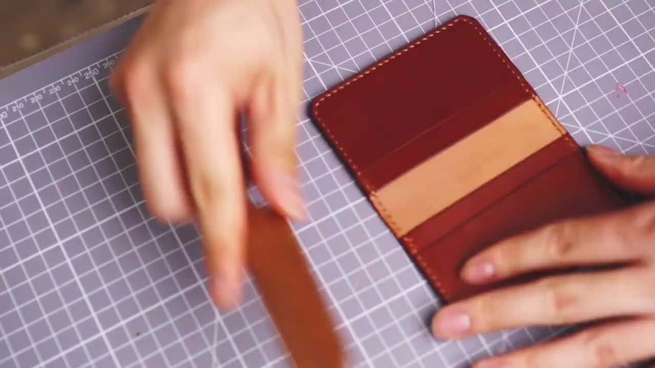 Making a leather BUSINESS CARD HOLDER 비지니스 명함지갑 Leather craft PDF 가죽공예 패턴