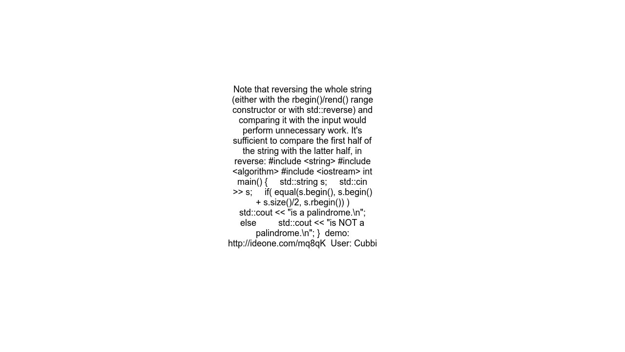 Check if a string is palindrome